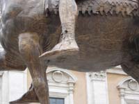 close-up of boot on equestrian statue of Marcus Aurelius